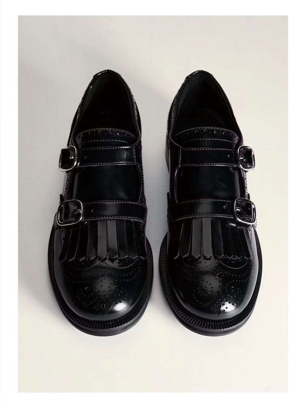 Mango Black Patent Leather Double-Buckle Kiltie Loafers. Brand New in Box. 9.5